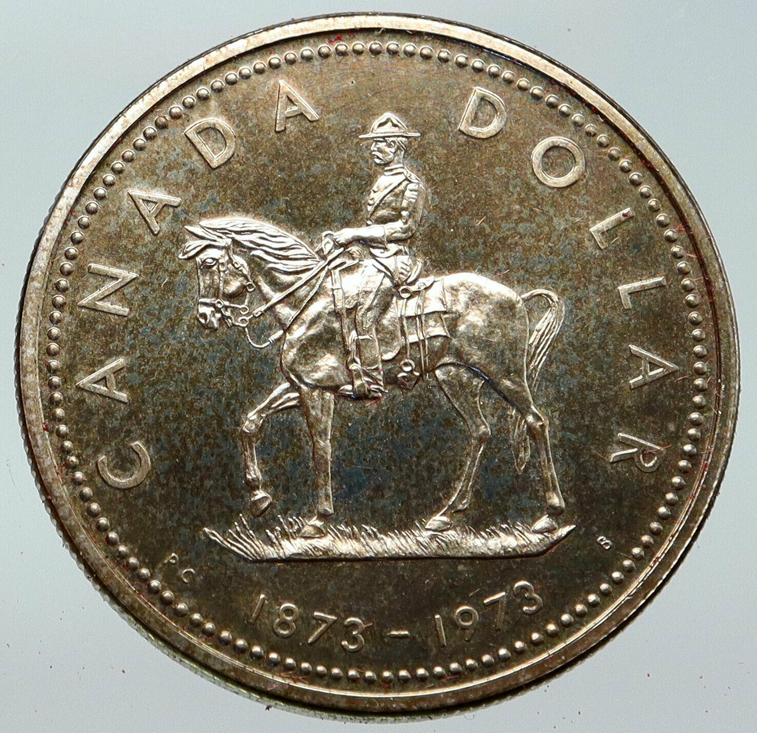 1973 CANADA Queen Elizabeth II RCMP Police HORSE Proof Silver Dollar Coin i86241