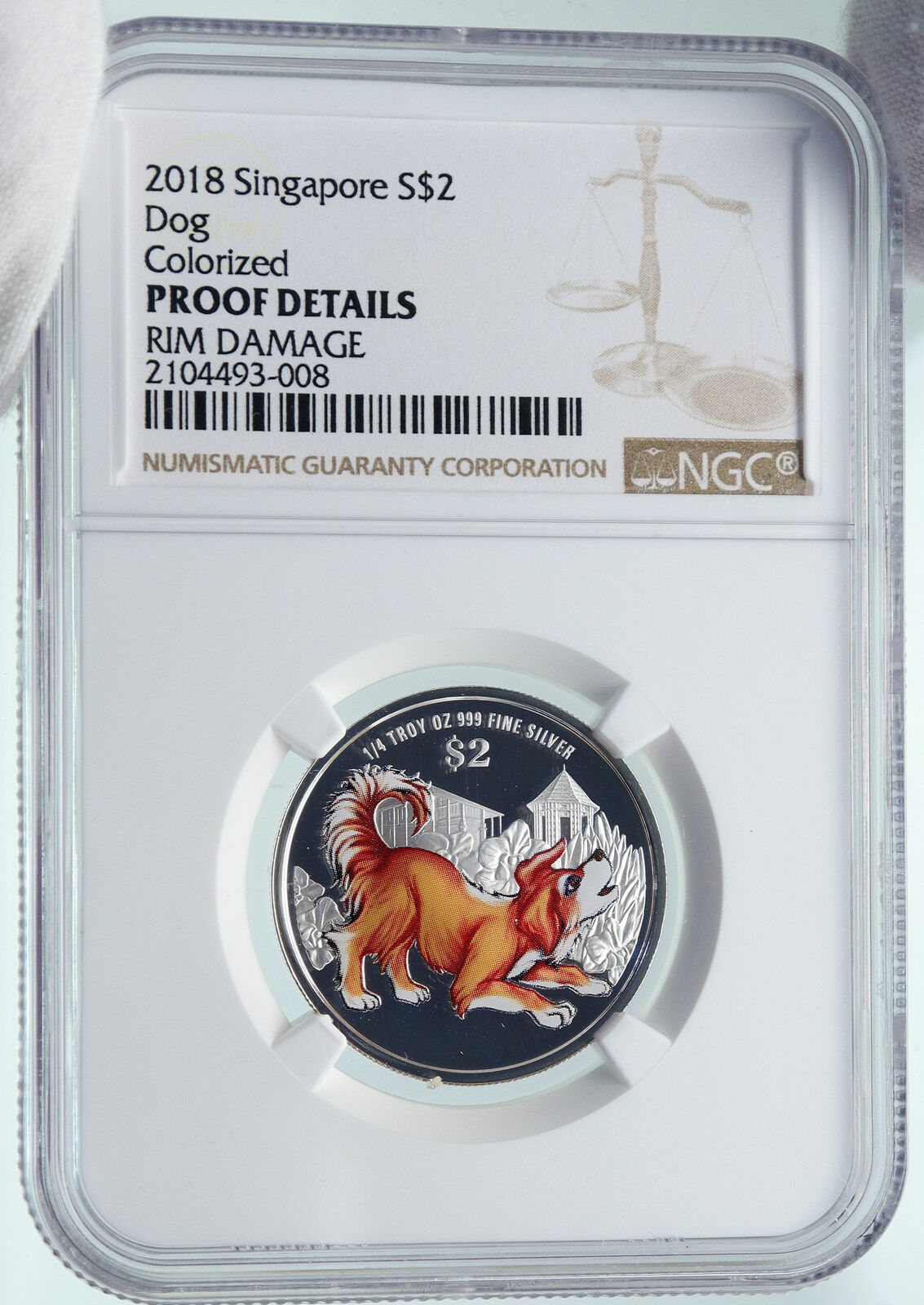 2018 SINGAPORE Lunar Series ASTROLOGY Color Dog Proof Silver $2 Coin NGC i86641