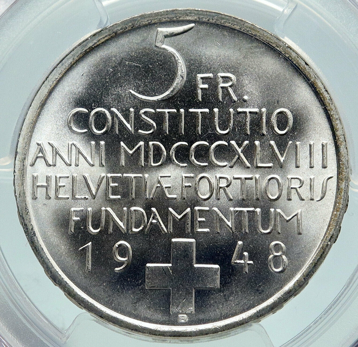 1948 SWITZERLAND Constitution Woman Child Silver 5 Franc Swiss Coin PCGS i86648