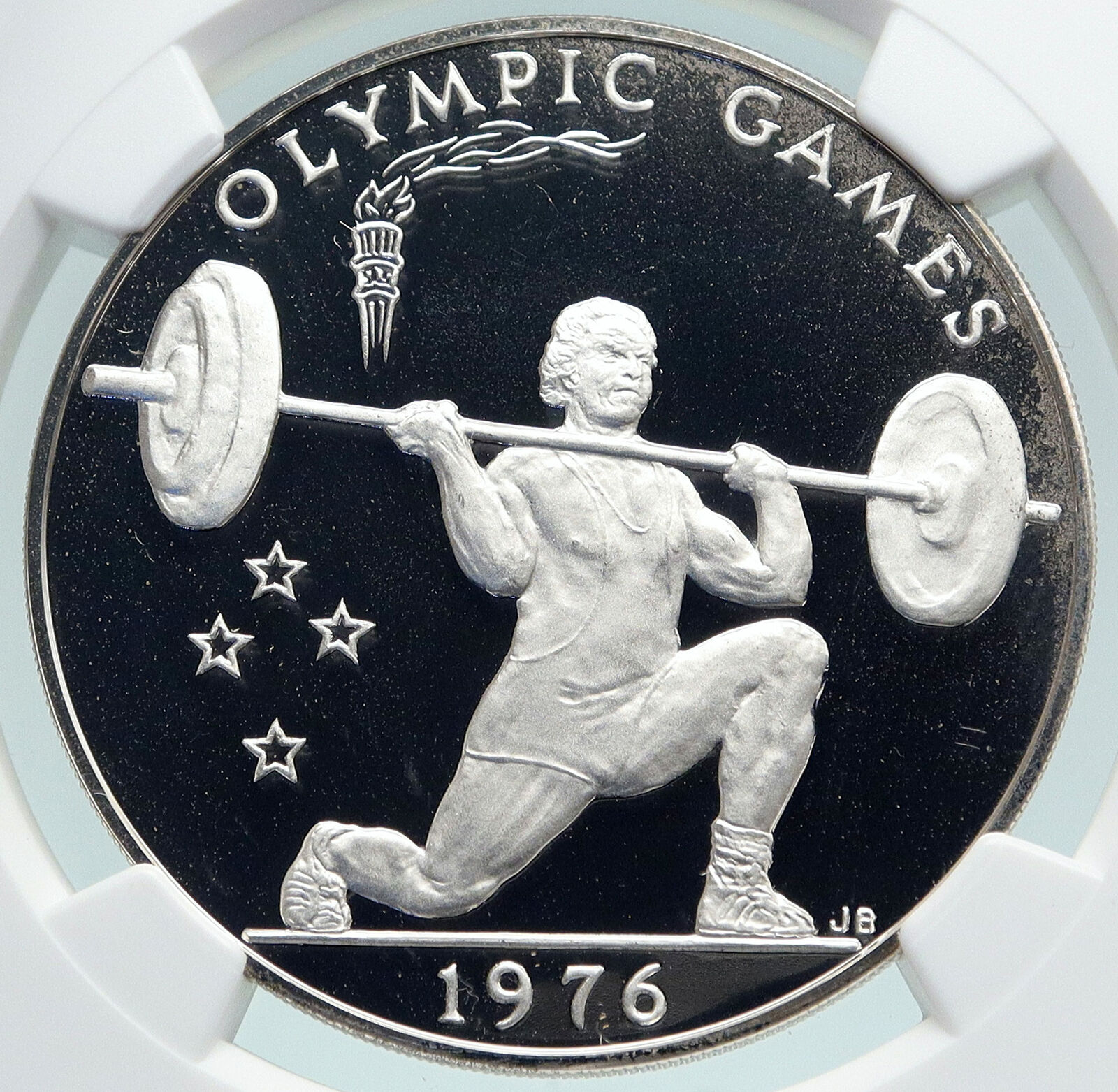 1976 SAMOA UK British COMMONWEALTH GAMES Old Proof Silver Tala Coin NGC i87428