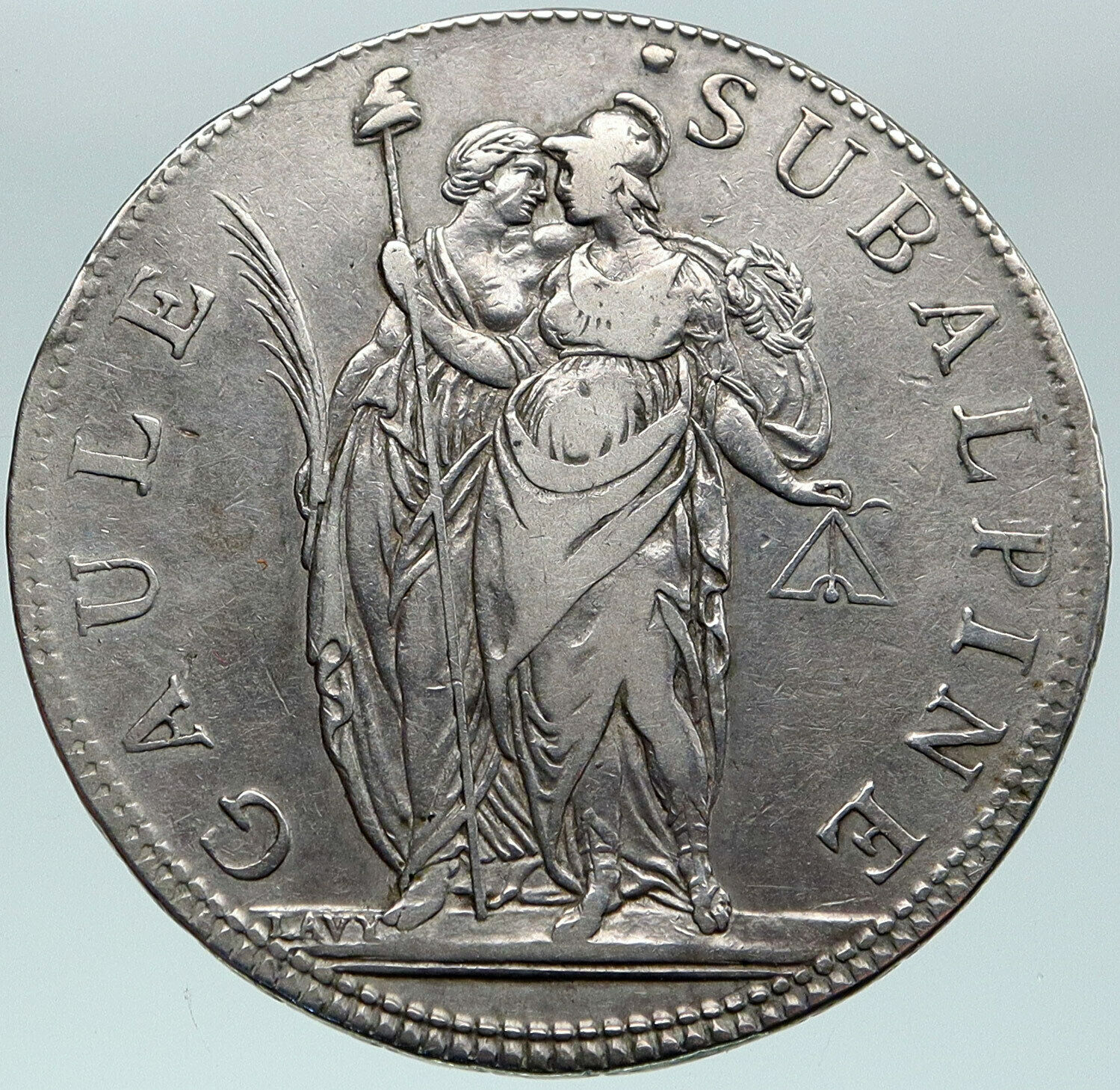 1800-1801 ITALY Italian States PIEDMONT Sub Alpine Rare Silver 5 Fr Coin i87471