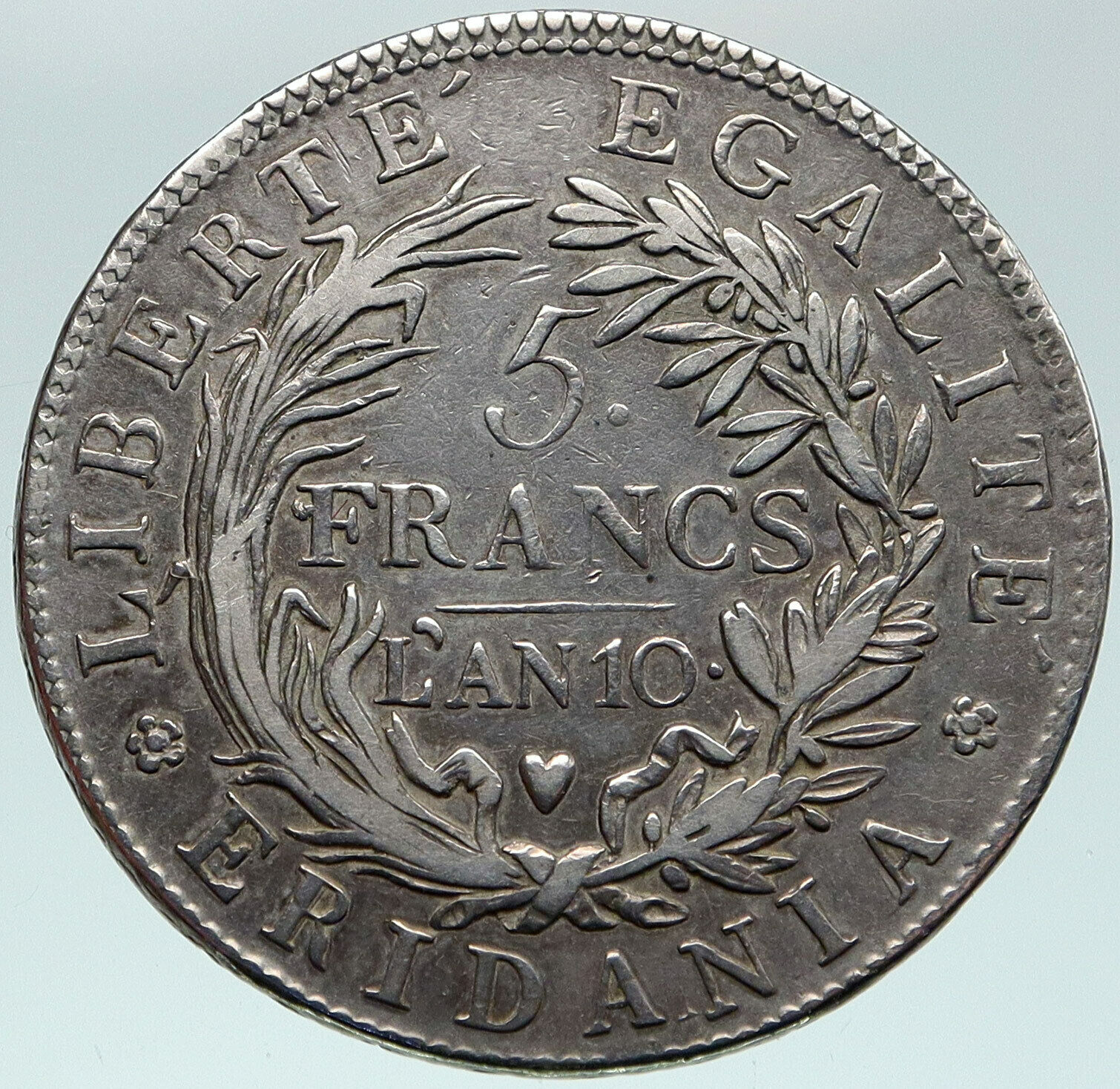 1800-1801 ITALY Italian States PIEDMONT Sub Alpine Rare Silver 5 Fr Coin i87471