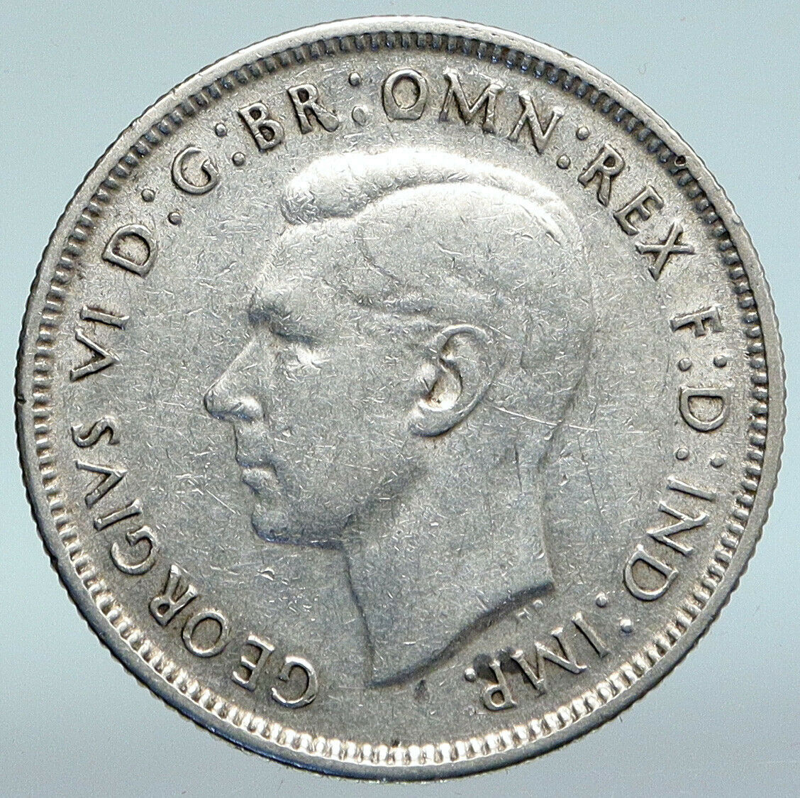 1944 AUSTRALIA King George VI Kangaroos VINTAGE Large Silver Florin Coin i89660