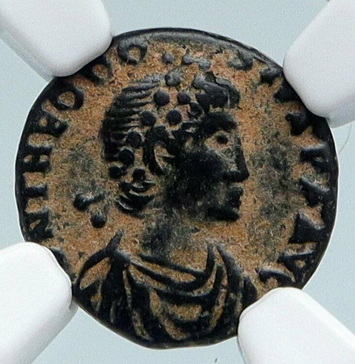 THEODOSIUS I the GREAT Authentic Ancient CHRISTIAN 388AD Roman Coin NGC i89510