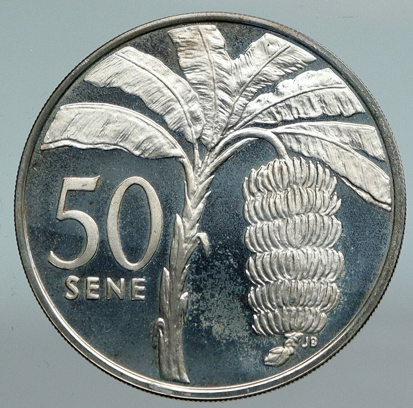 1974 SAMOA UK British Tanumafili II Palm Antique OLD Silver 50 Sene Coin i89880