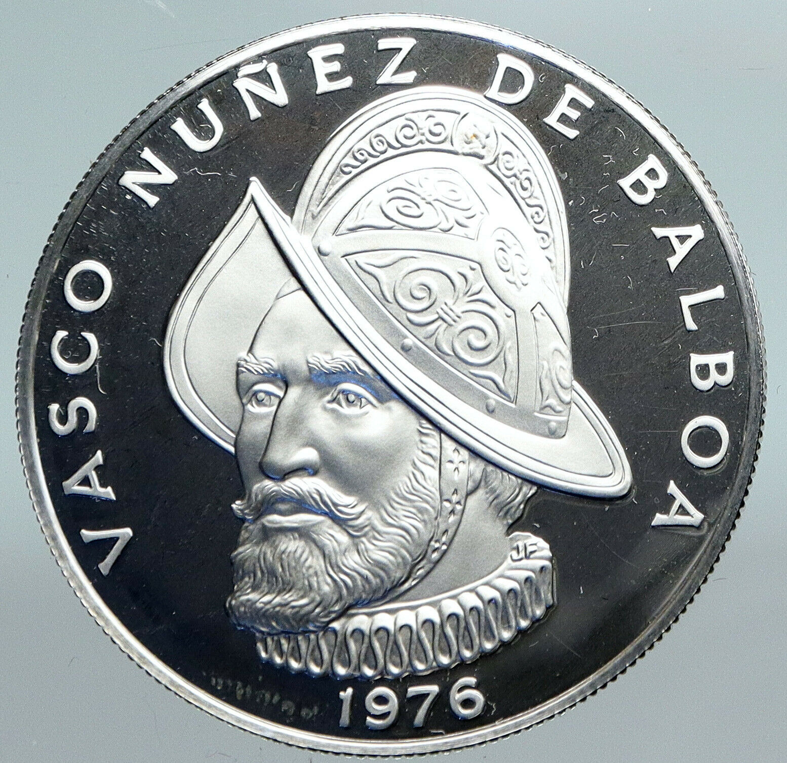 1976 PANAMA BIG 3cm Proof Silver CONQUISTADOR BALBOA Central America Coin i89882