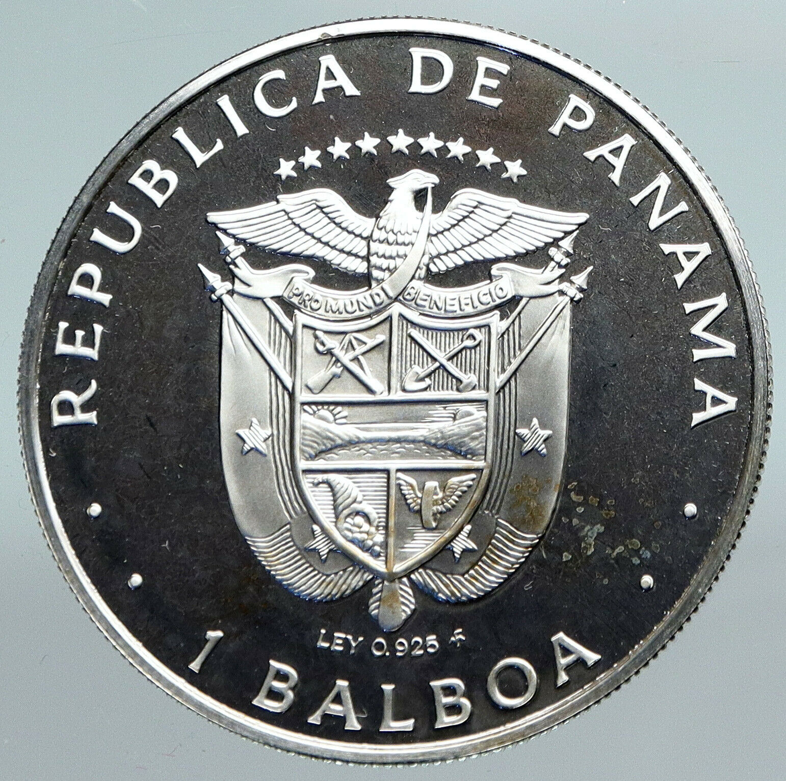 1976 PANAMA BIG 3cm Proof Silver CONQUISTADOR BALBOA Central America Coin i89882