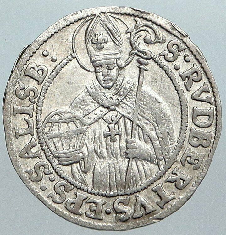 1680 AUSTRIA Salzburg Prince Max Kuenburg SAINT RUPERT Silver 3Krzer Coin i89043