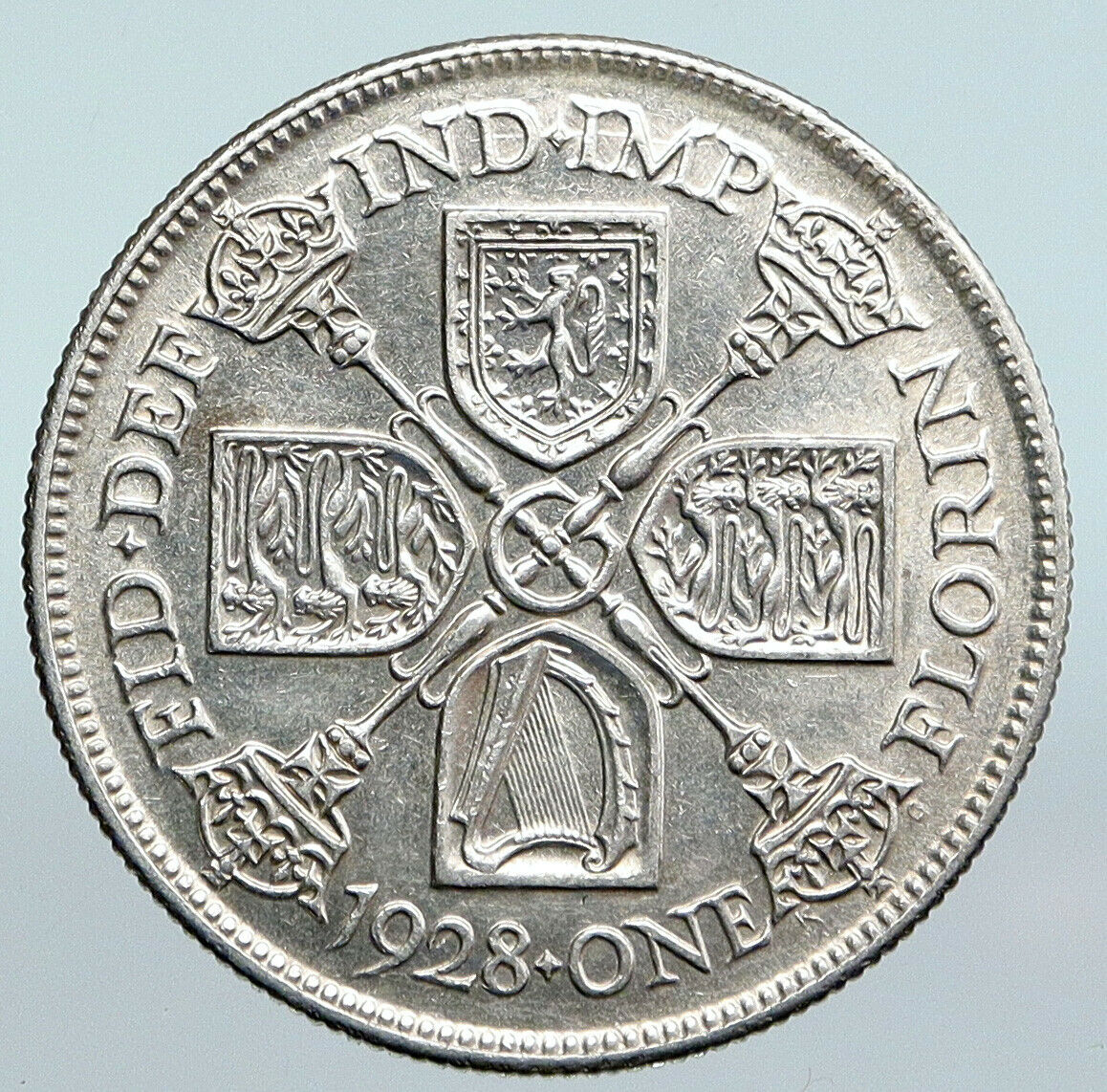 1928 United Kingdom Great Britain GEORGE V Silver Florin 2 Shillings Coin i89951