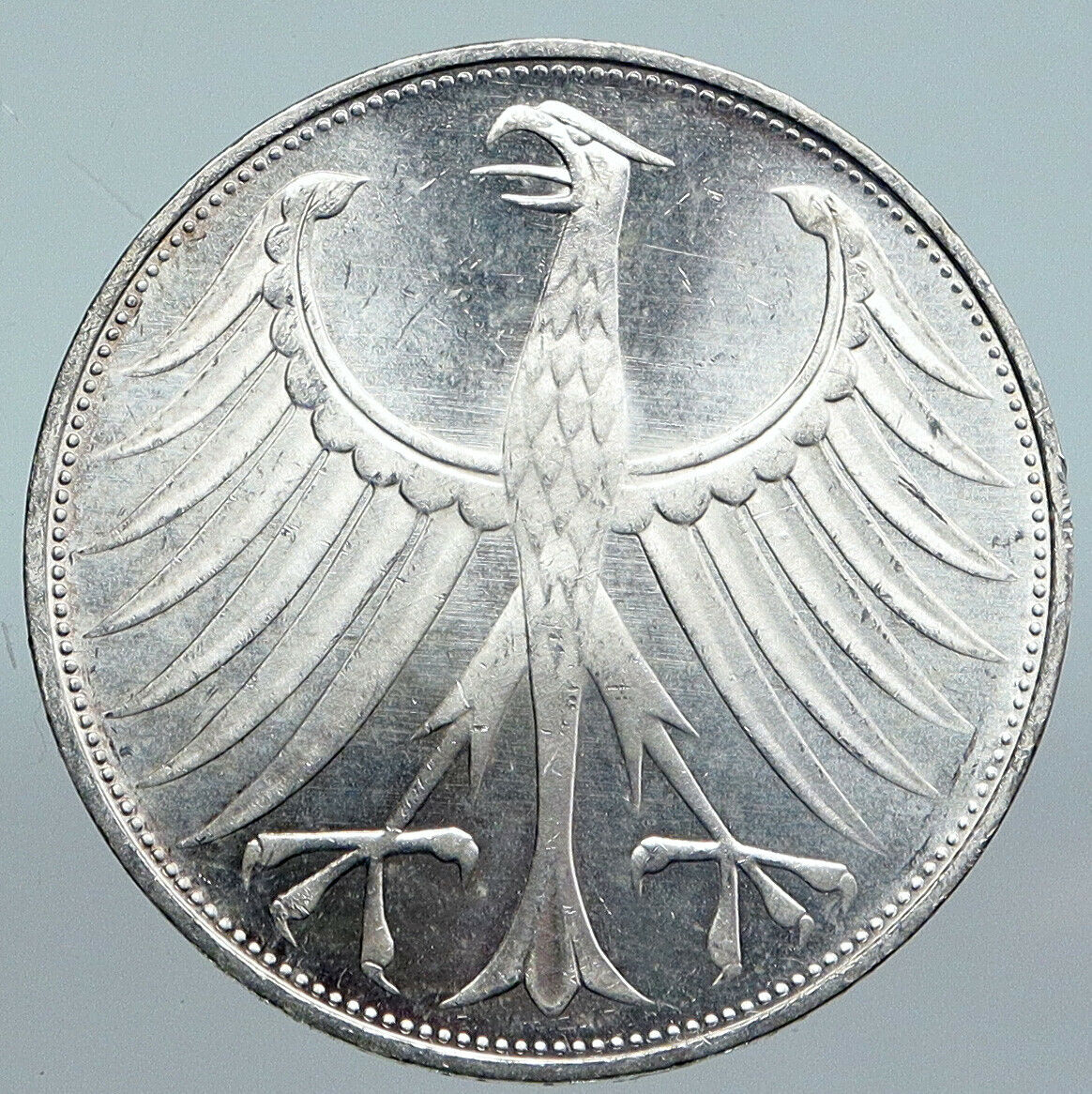 1974 G GERMANY Vintage Winged Eagle OLD German Large 5 Mark Silver Coin i89952