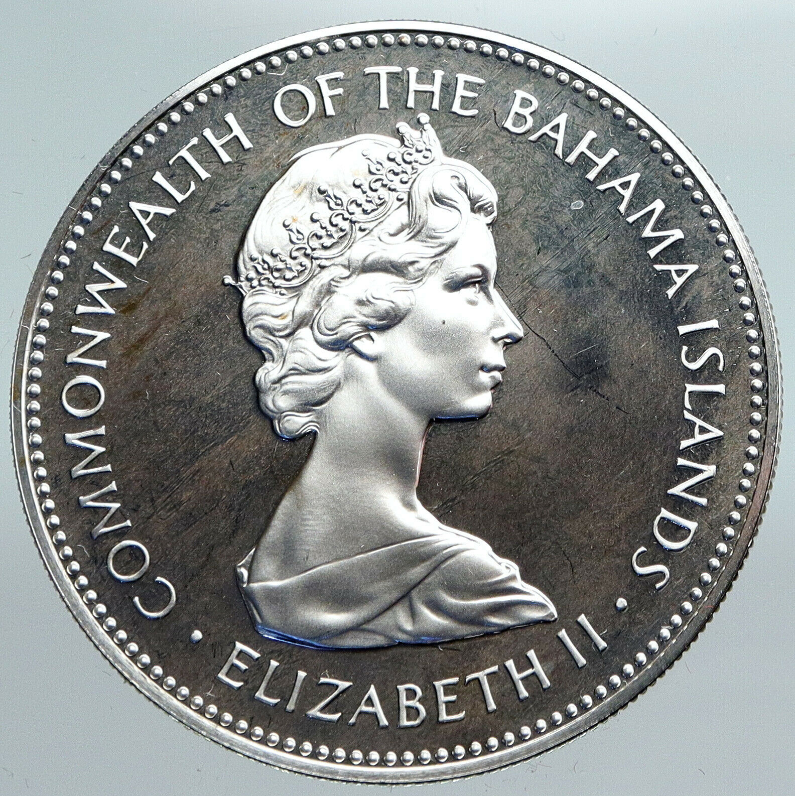 1973 The BAHAMAS Old Queen Elizabeth II FLAMINGO Old Proof Silver $2 Coin i89969