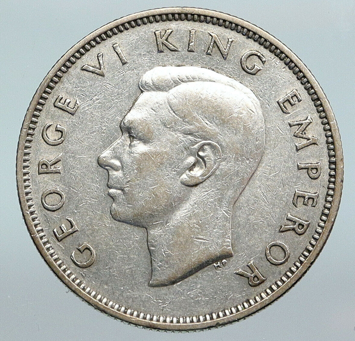 1937 NEW ZEALAND under UK King George V Silver Florin Coin w KIWI BIRD i89960