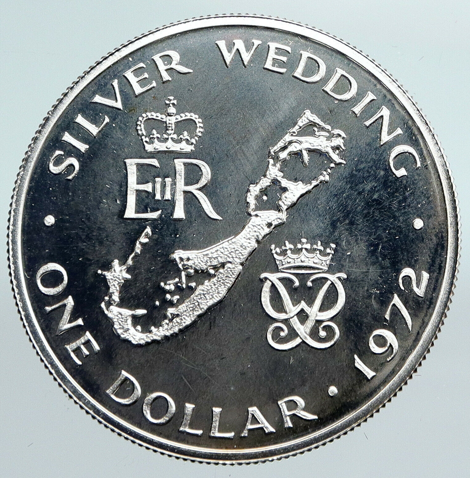 1972 Bermuda UK Elizabeth II Prince Philip Wedding Proof Silver $1 Coin i89962