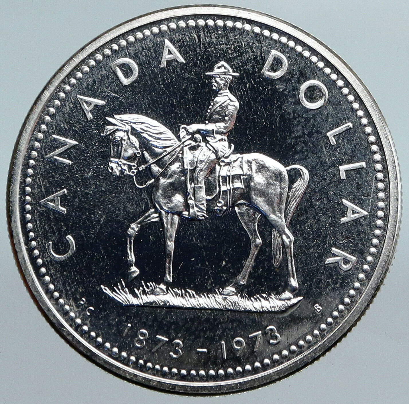 1973 CANADA Queen Elizabeth II RCMP Police HORSE Proof Silver Dollar Coin i89976