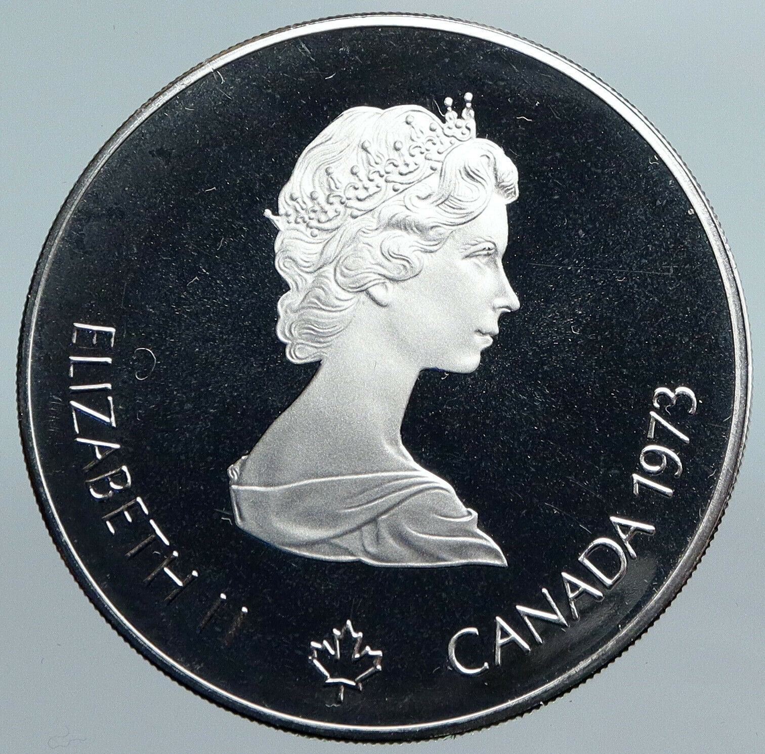 1973 CANADA Elizabeth II Olympics Montreal World Map Proof Silver $5 Coin i89977