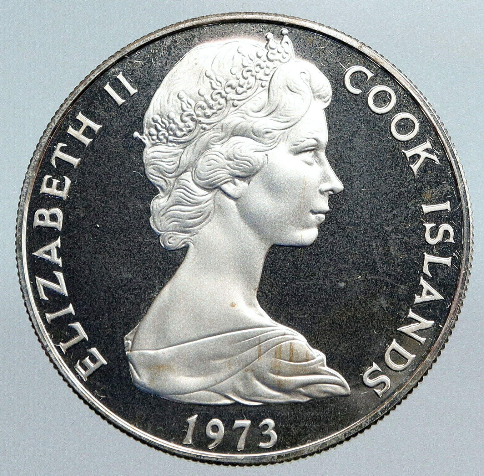 1973 COOK ISLANDS Elizabeth II James Cook PROOF Silver 2 1/2 Dollar Coin i89985