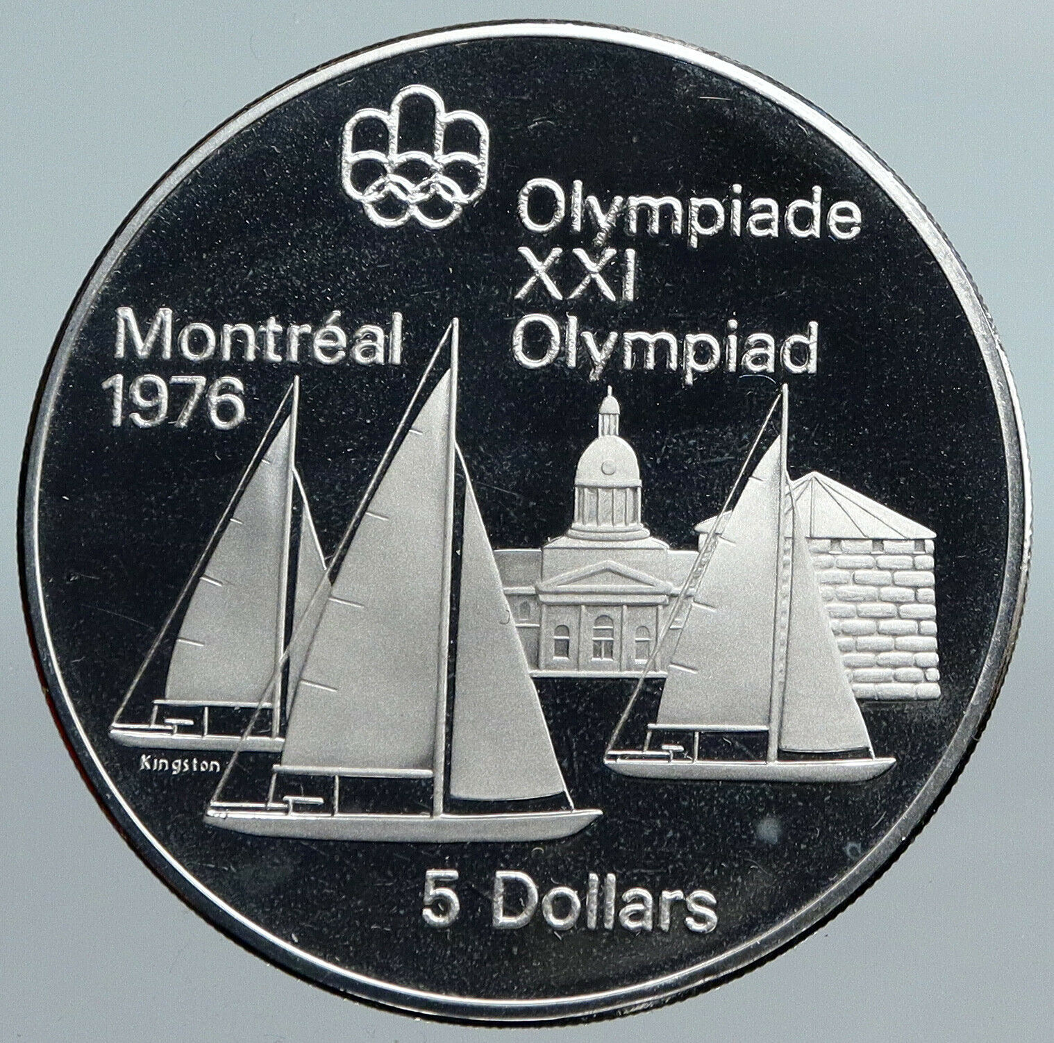 1973 CANADA UK Elizabeth II Olympics Montreal Sailing Proof Silver 5 Coin i89982