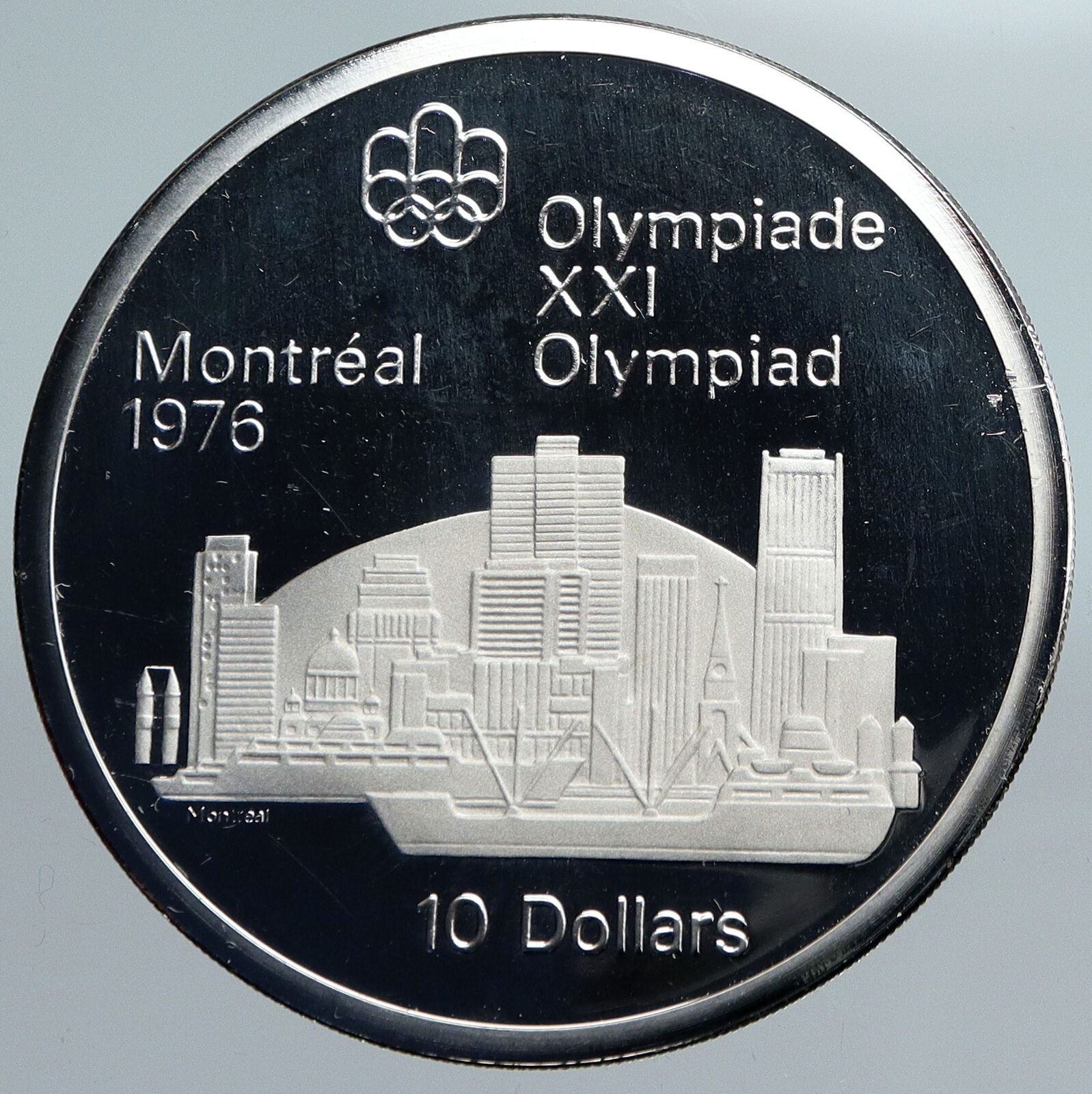 1973 CANADA Elizabeth II Olympics Montreal City Old PROOF Silver $10 Coin i89979