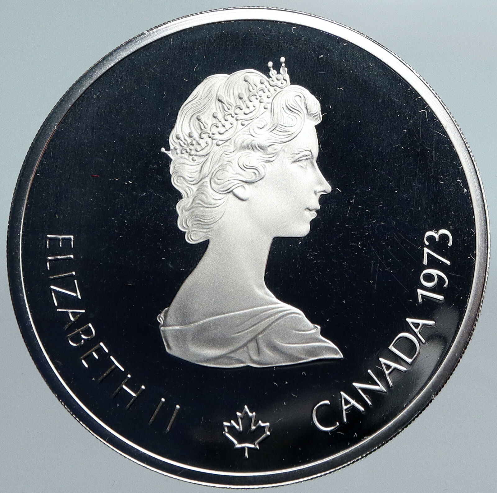 1973 CANADA Elizabeth II Olympics Montreal City Old PROOF Silver $10 Coin i89979