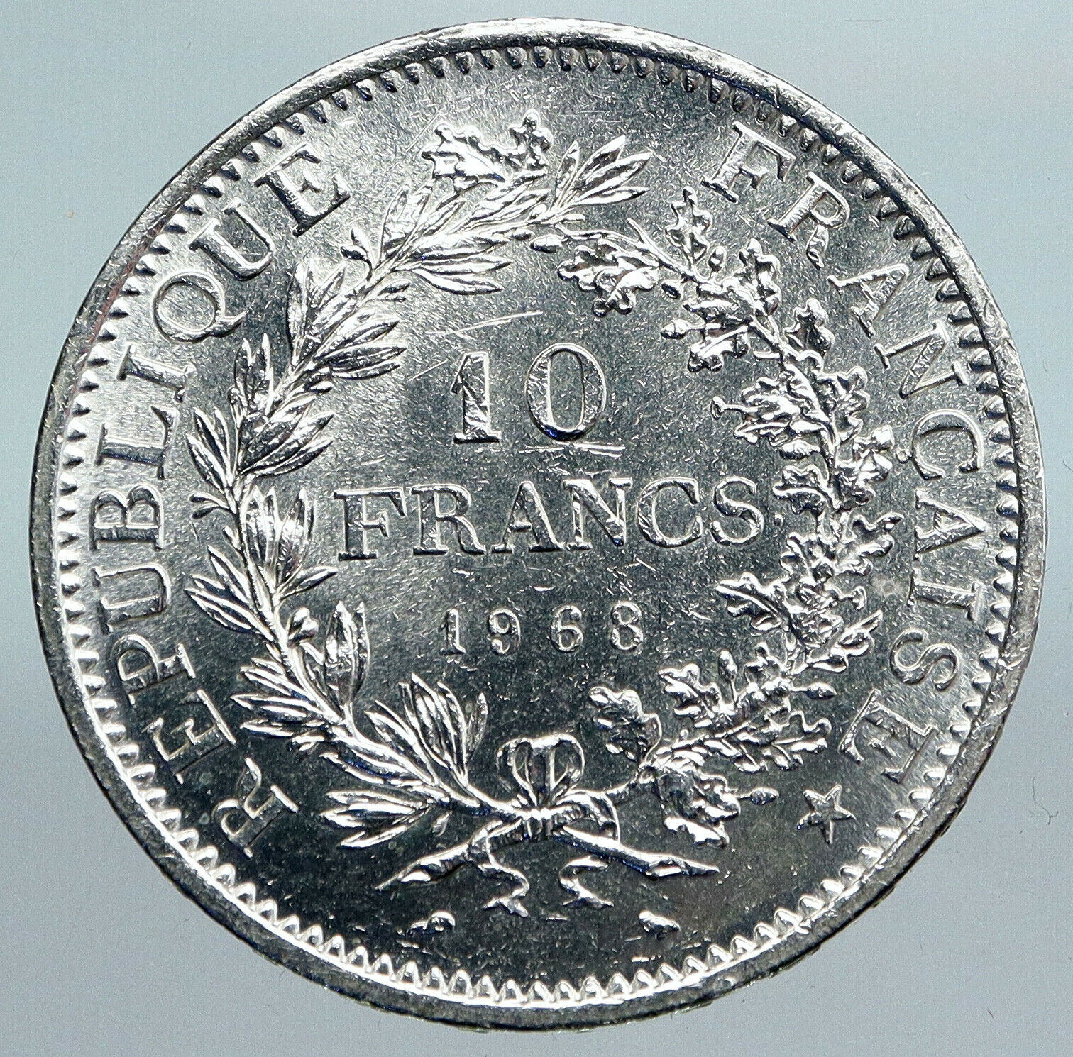 1968 FRANCE Large HERCULES Motto VINTAGE Old Silver 10 FRANCS French Coin i90027