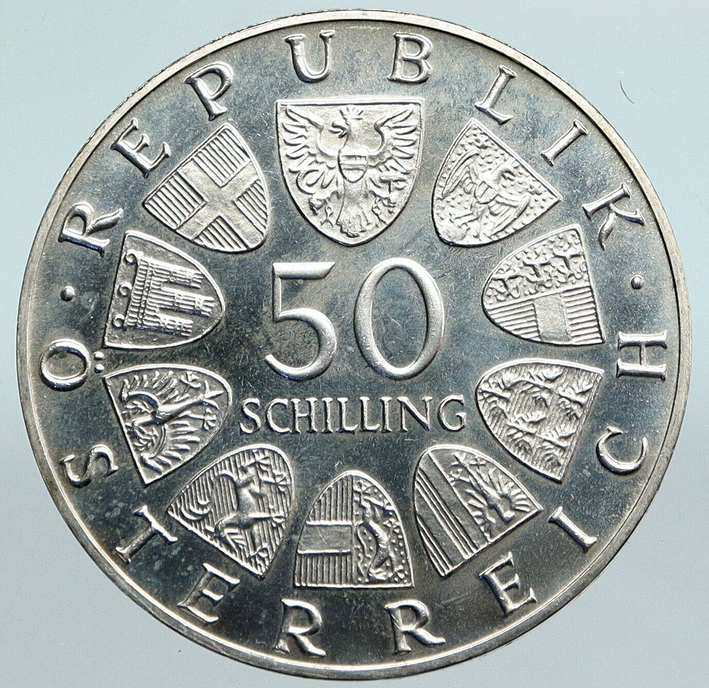 1968 AUSTRIA Vienna Parliament VINTAGE OLD Proof Silver 50 Shilling Coin i90028