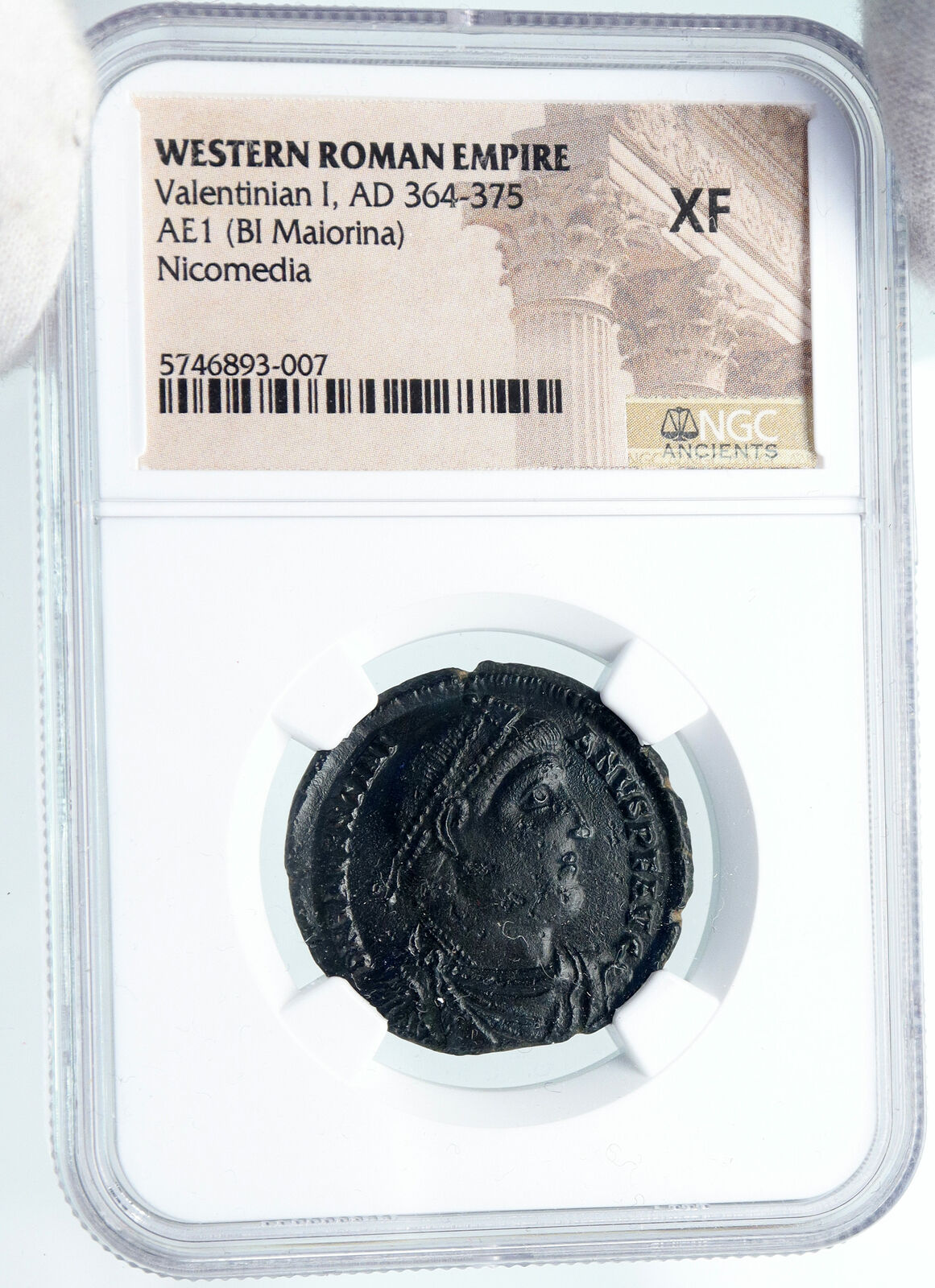 VALENTINIAN I w LABARUM & VICTORY 364AD Siliqua OLD Silver Roman Coin NGC i87709