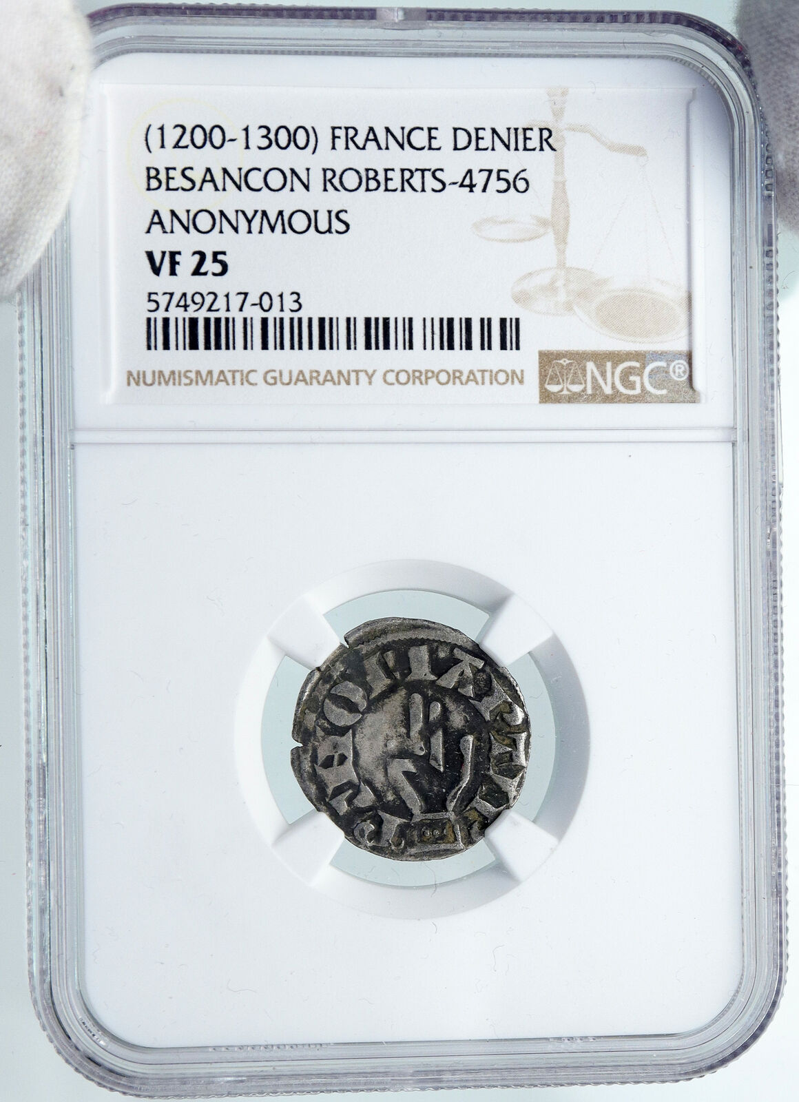 1200AD FRANCE Archbishopric BESANCON Old Silver Denier Medieval NGC Coin i87710