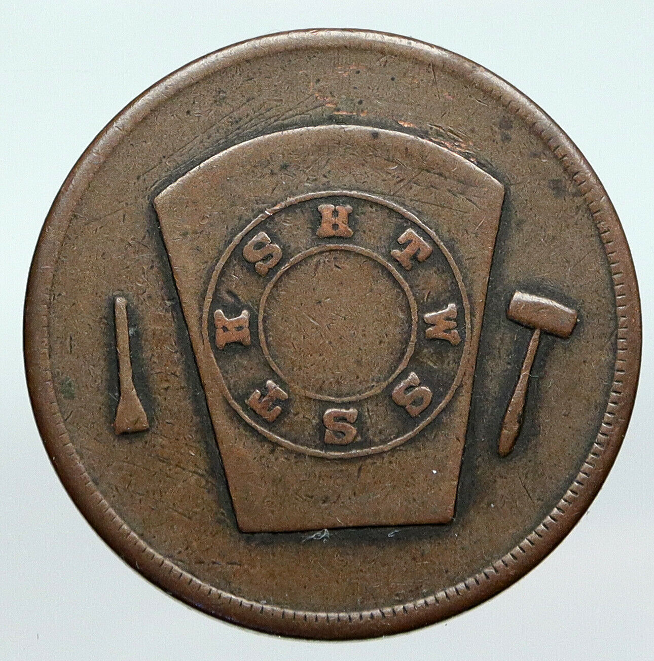 USA FREEMASON Tenniville GEORGIA Lodge No 102 VINTAGE Penny Masonic Token i90637