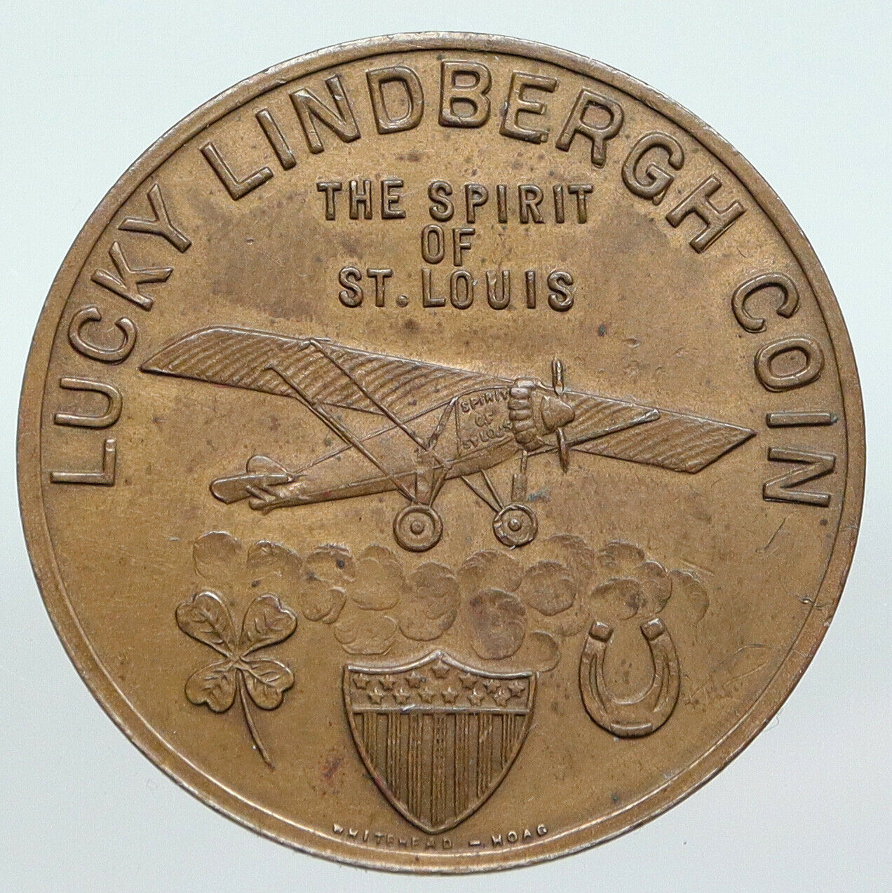 1927 UNITED STATES Charles Lindbergh New York to Paris FLIGHT Plane Medal i90599