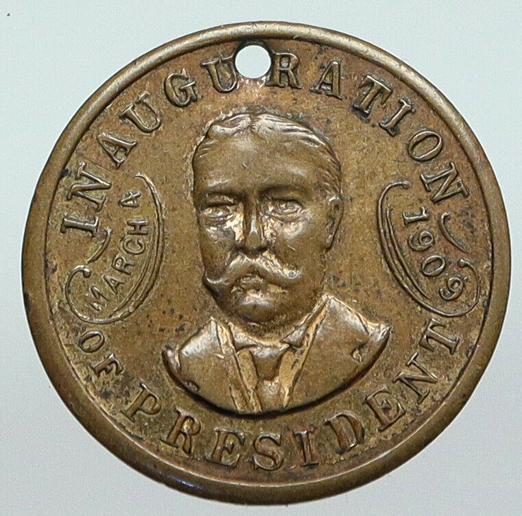 1909 USA Washington D President HOWARD TAFT Inauguration Medal Token Coin i90607