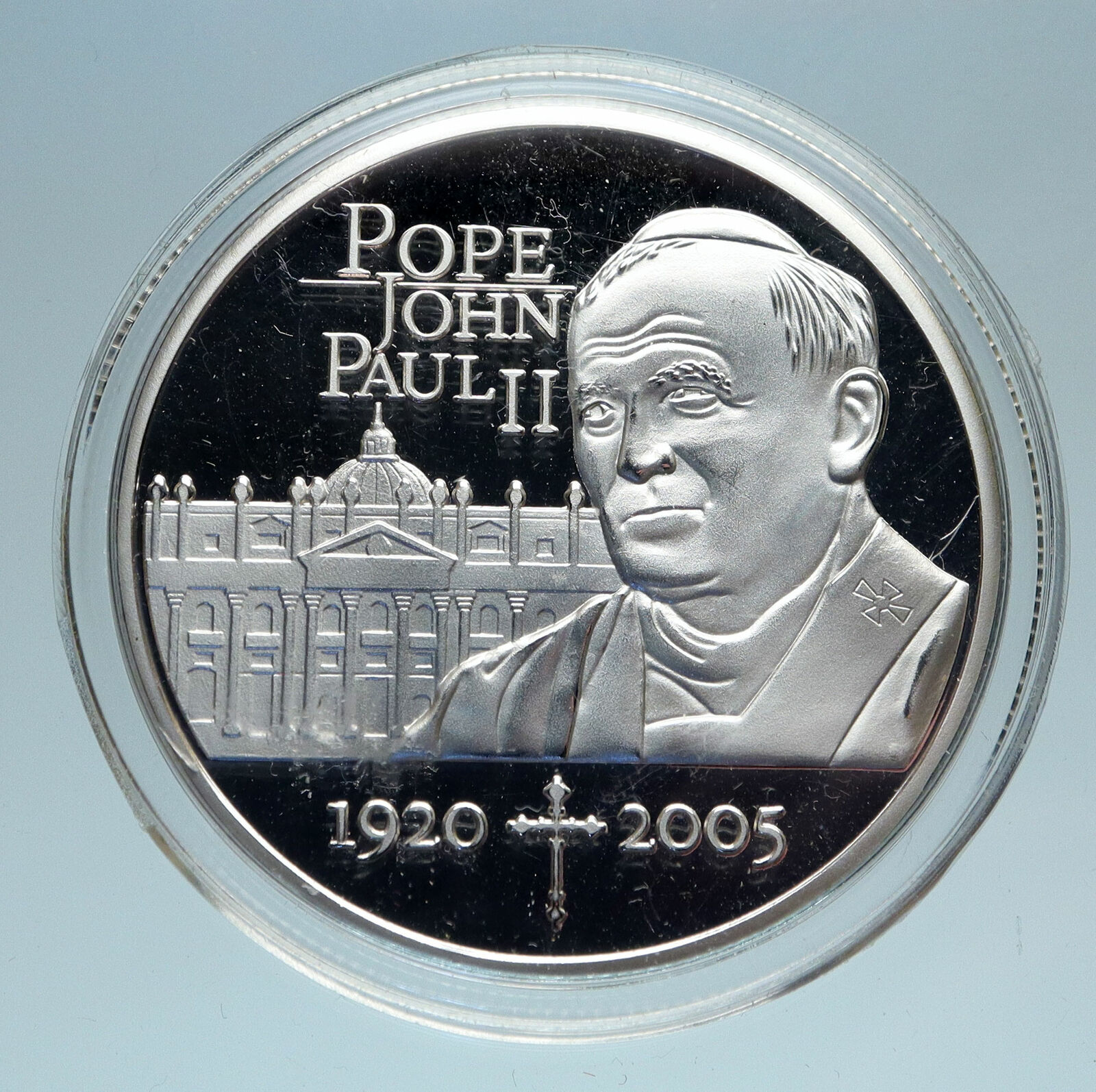 2005 ITALY POPE John Paul II Christian Silver BASCILICA SAINT PETER Medal i90609