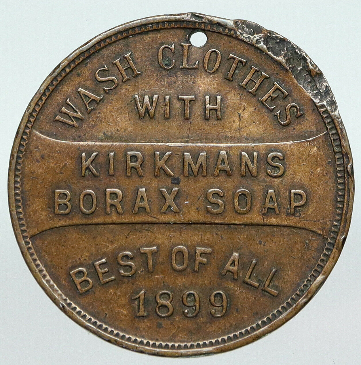 1899 UNITED STATES USA Admiral GEORGE DEWEY Kirkman's Soap Trade Token i90606