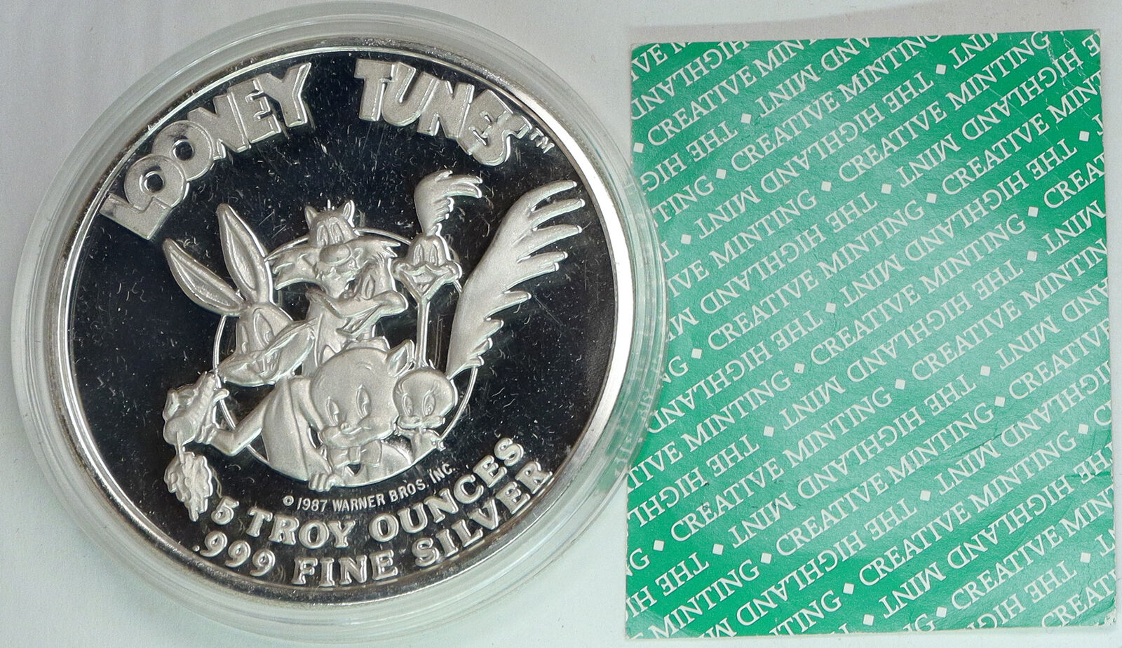 1987 UNITED STATES USA Looney Tunes BUGS BUNNY Freedom 5OZ Silver Medal i90693