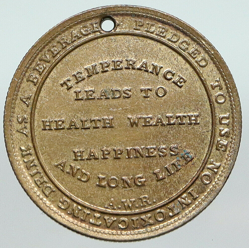 1860s UNITED STATES USA Temperance PROHIBITION Drink Water! Silver Medal i90621