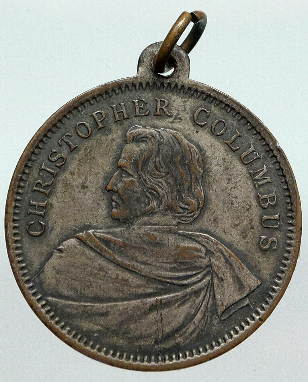 1893 USA COLUMBUS Exposition HARBOR & Ships VINTAGE ANTIQUE OLD Medal i90622