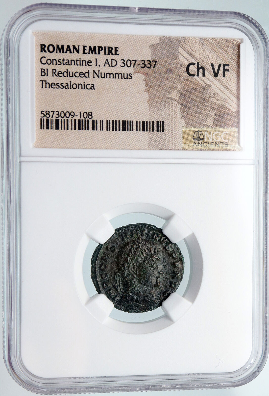 CONSTANTINE I the GREAT 316AD Thessalonica Ancient Roman NUMMUS Coin NGC i89744