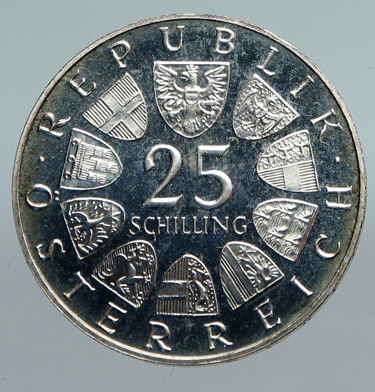 1964 AUSTRIA with Writer Franz Grillparzer PROOF Silver 25 Schilling Coin i90753