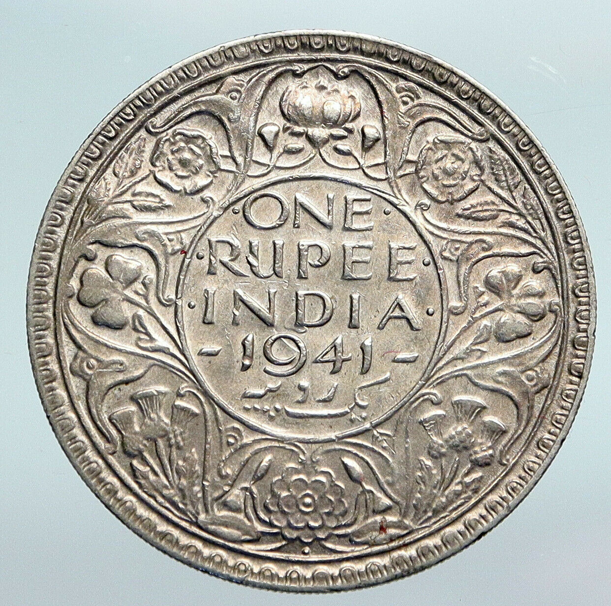 1941 INDIA UK States King George VI VINTAGE OLD Silver Rupee Indian Coin i90752