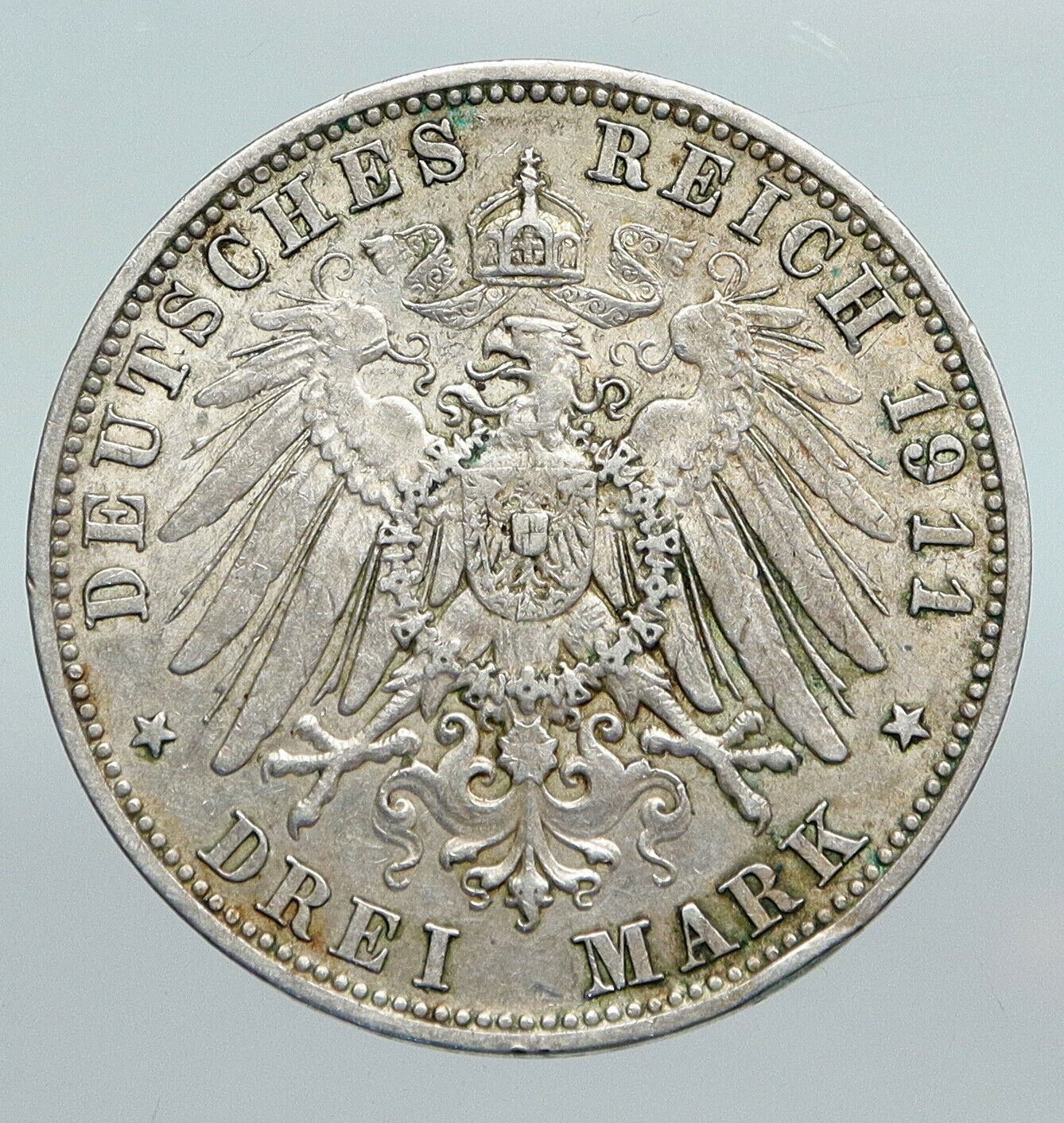 1911 D GERMANY German States BAVARIA King OTTO Silver 3 Mark Coin w EAGLE i90763