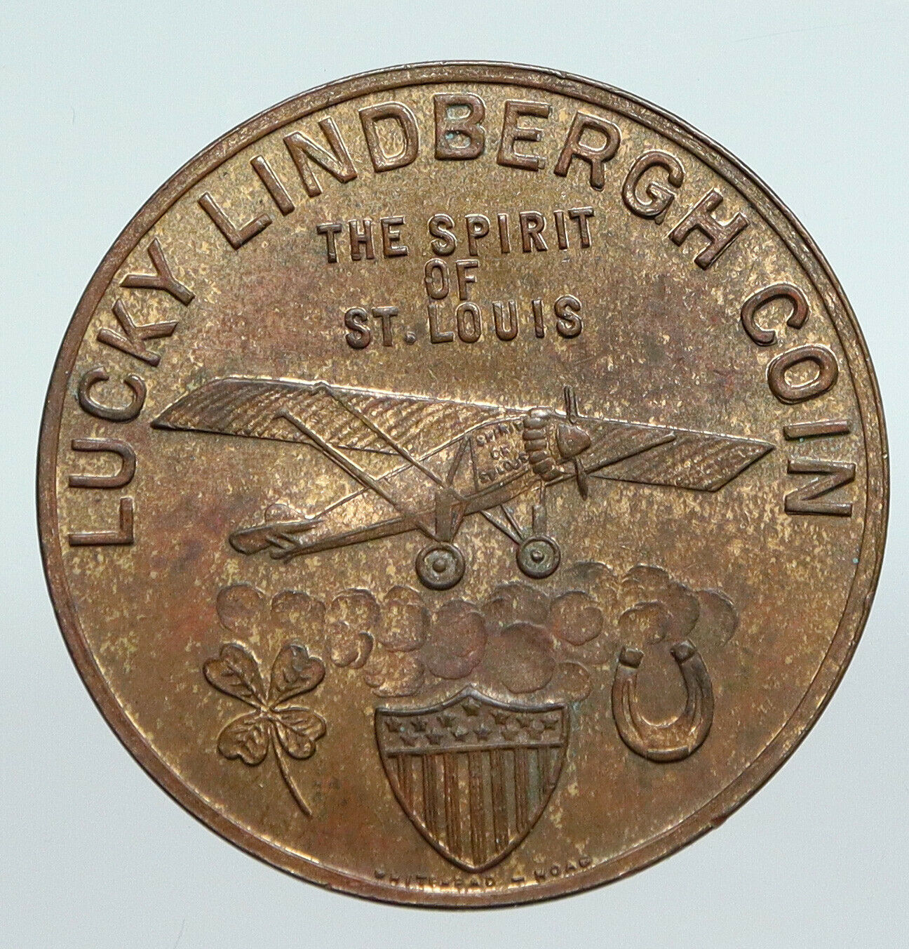 1927 UNITED STATES Charles Lindbergh New York to Paris FLIGHT Plane Medal i90717