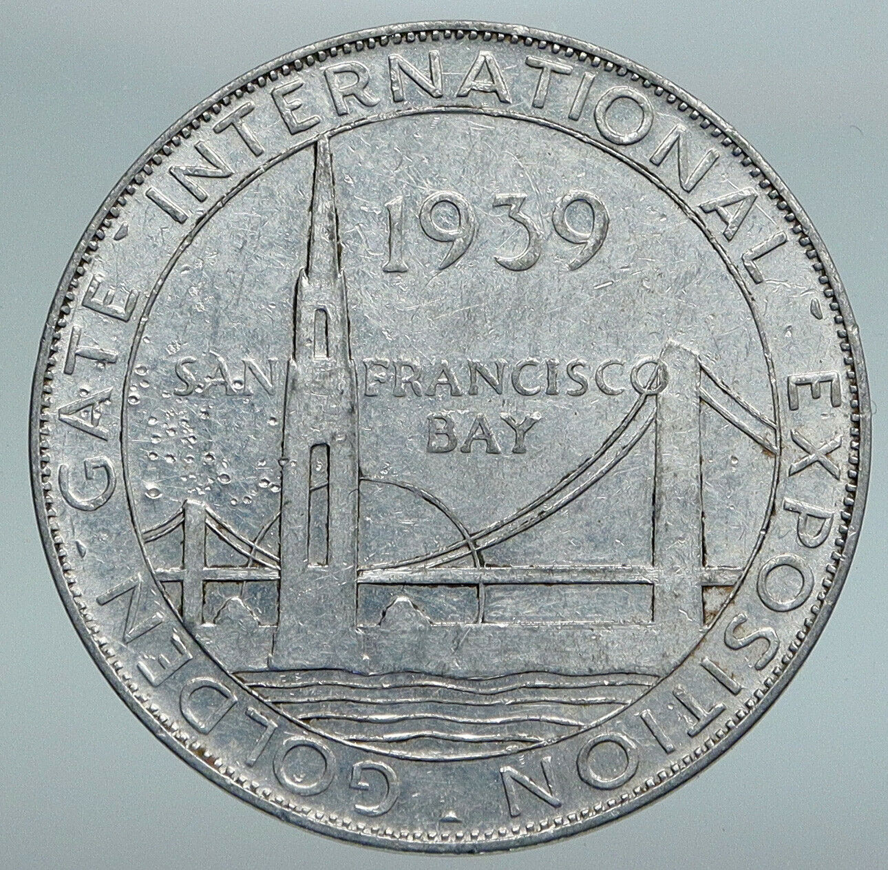 1939 USA San Francisco World FAIR Exposition GOLDEN GATE BRIDGE Old Medal i90806