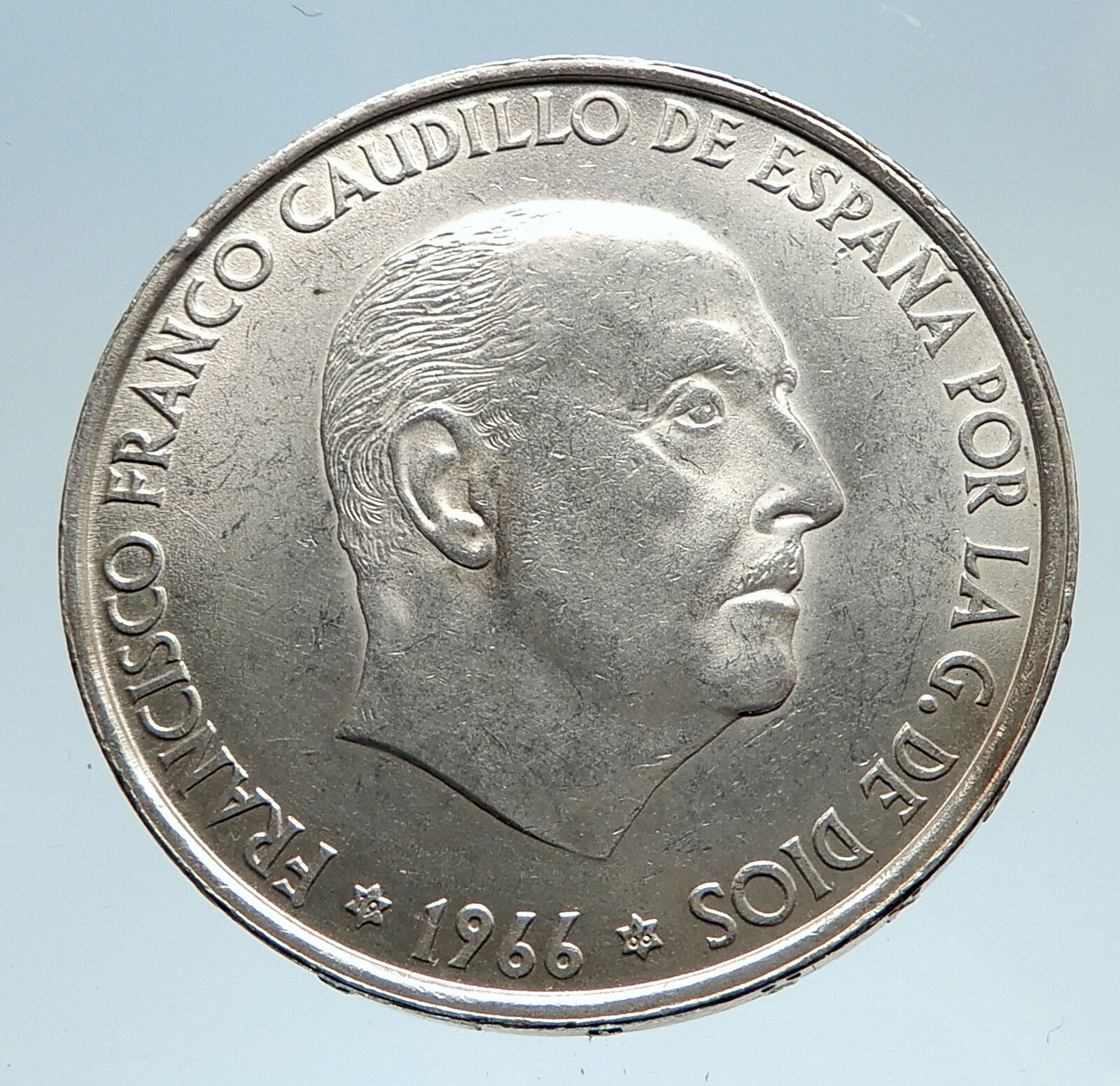 1966 Spain Large Franco Cadillo 100 Pesetas Genuine Silver Spanish Coin i74944