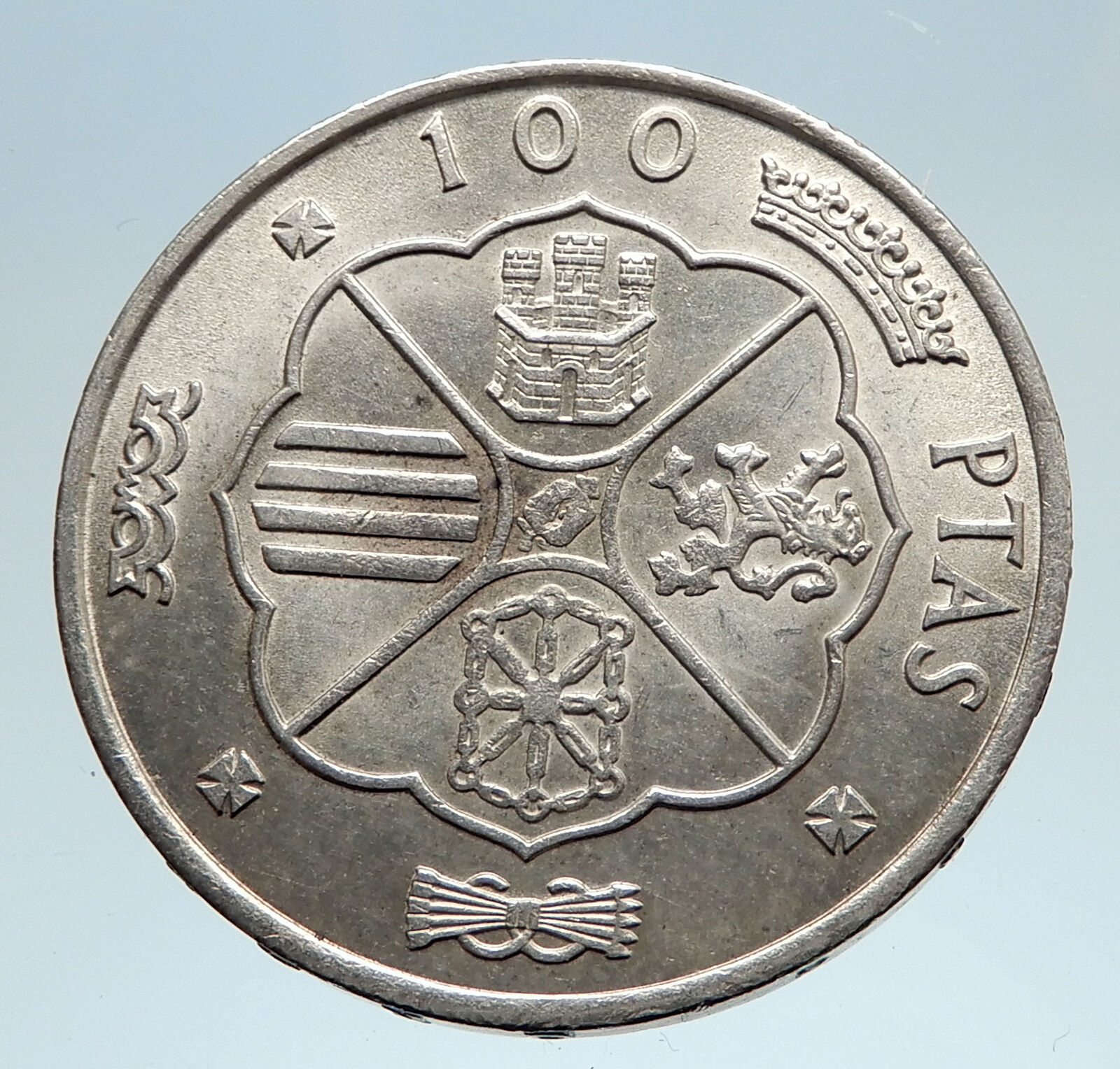 1966 Spain Large Franco Cadillo 100 Pesetas Genuine Silver Spanish Coin i74944