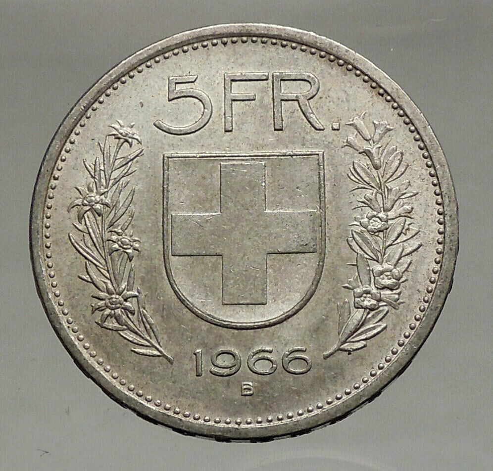 1966 Switzerland Founding HERO WILLIAM TELL 5 Francs Silver Swiss Coin i56742