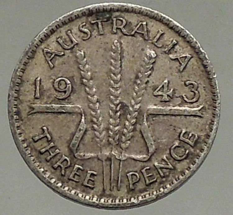 1943 AUSTRALIA UK King George VI Wheat Stalks Threepence SILVER Coin i56809