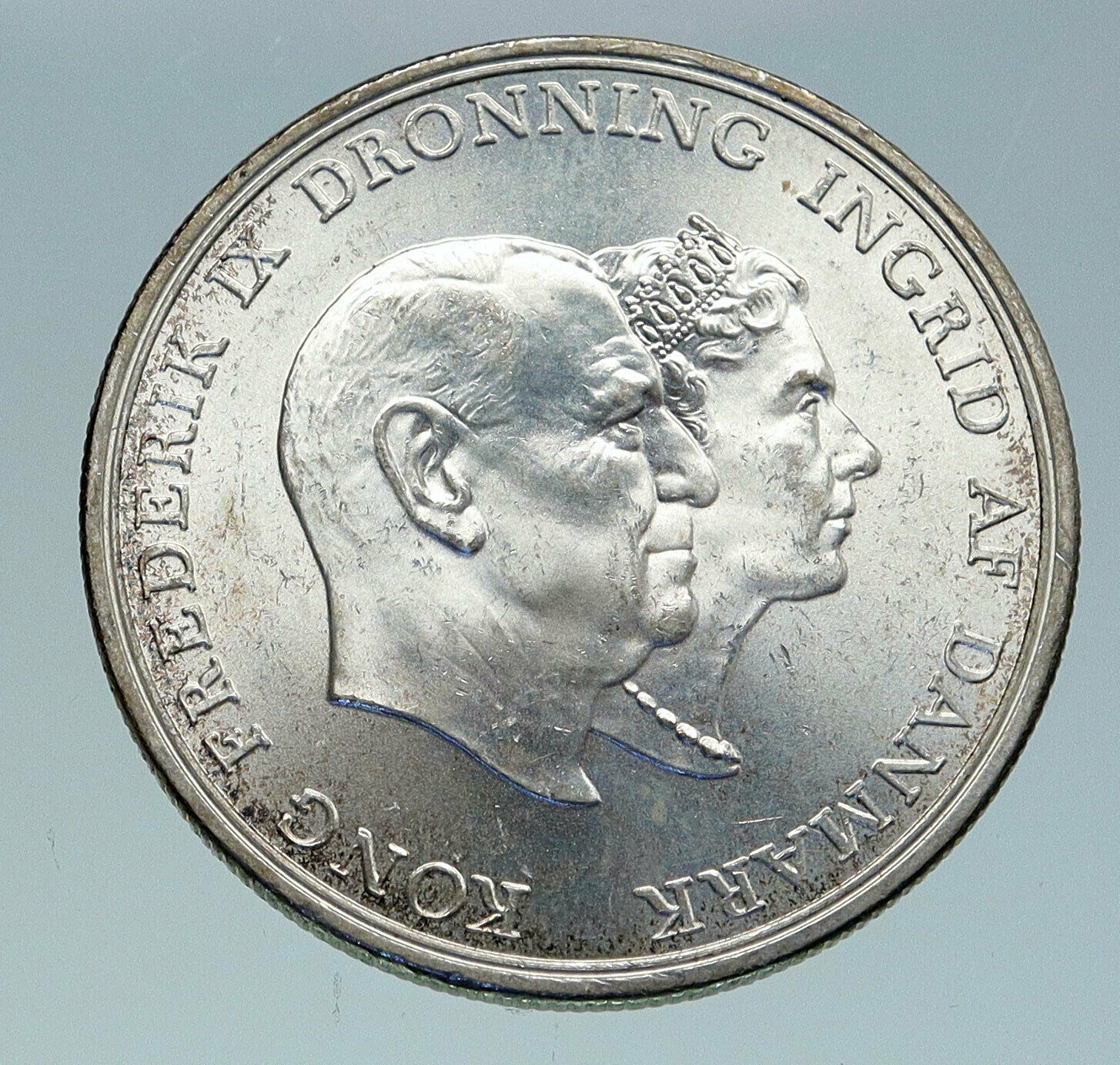 1960 DENMARK King Frederick IX & Queen Ingrid Silver WEDDING ANNIVER Coin i86592