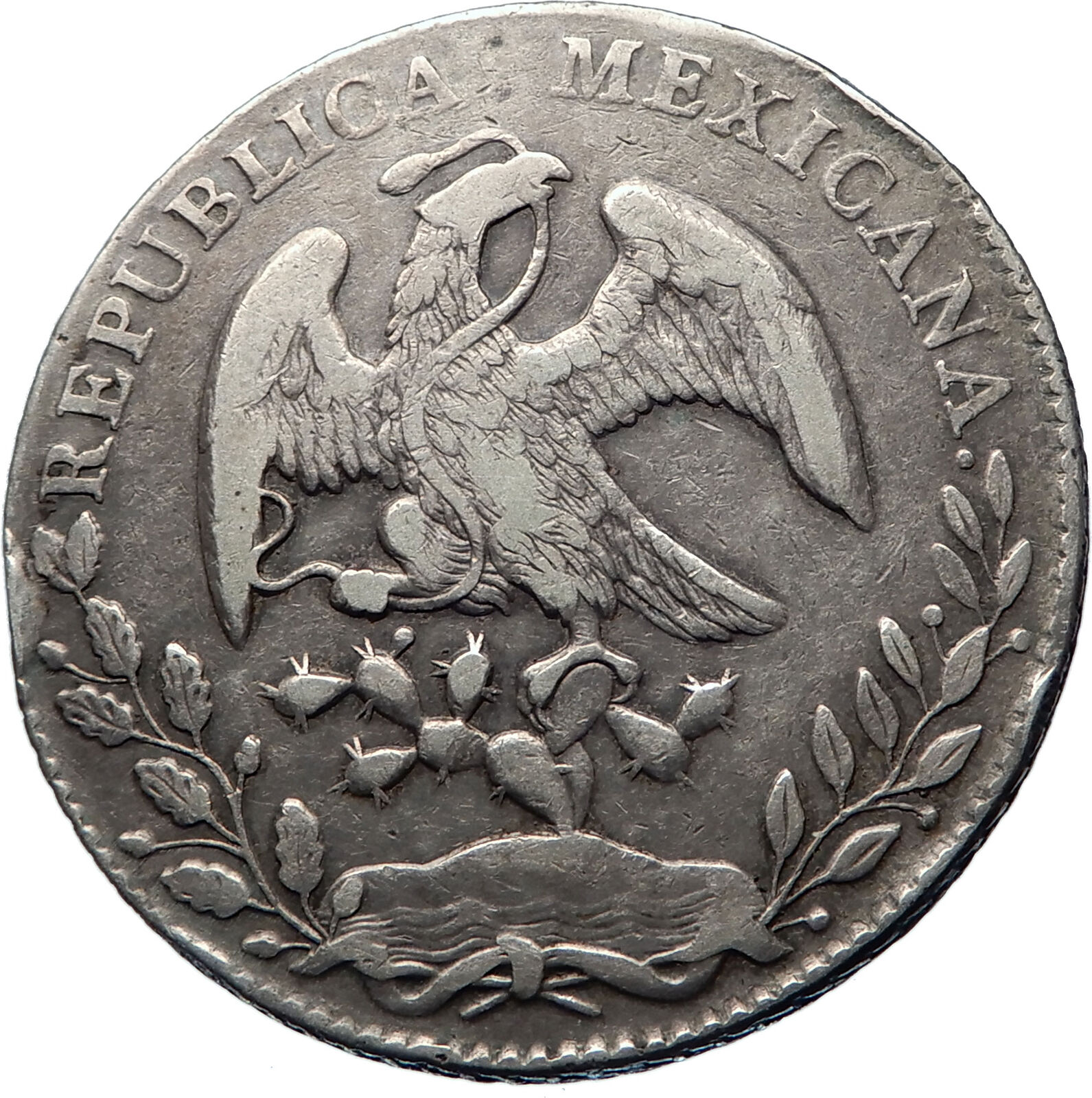 1877 Mo MH MEXICO Large Eagle Sun Antique Mexican Silver 8 Reales Coin i73854