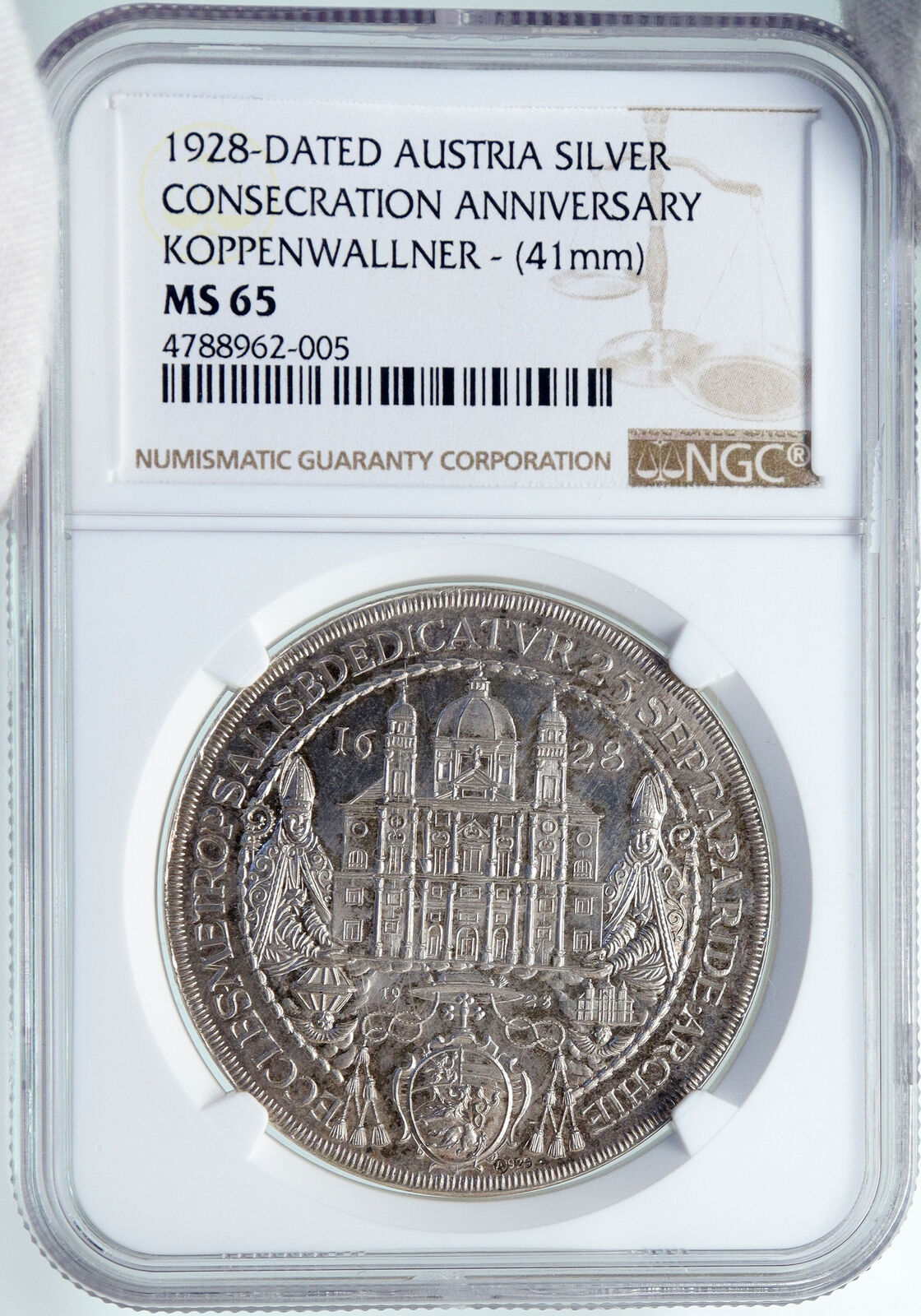 1928 AUSTRIA Koppenwallner Consecration CATHEDREAL Old Silver Medal NGC i87734