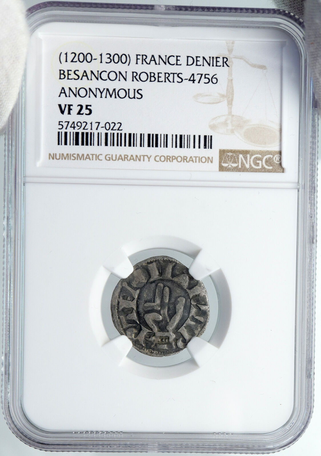 1200AD FRANCE Archbishopric BESANCON Old Silver Denier Medieval NGC Coin i88558