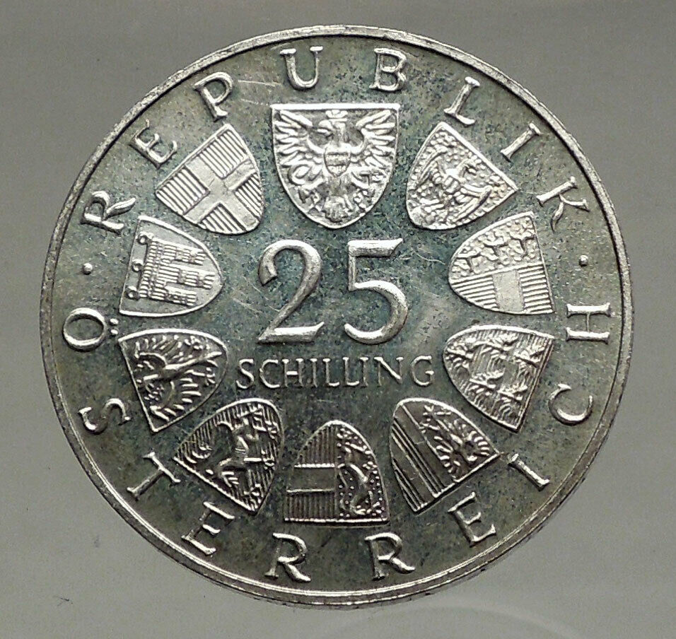 1964 AUSTRIA with Writer Franz Grillparzer Proof Silver 25 Schilling Coin i56748